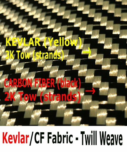 4 in x 50 FT - made with KEVLAR-CARBON FIBER Fabric- Yellow-Twill-3K/200g/m2 - Picture 2 of 6