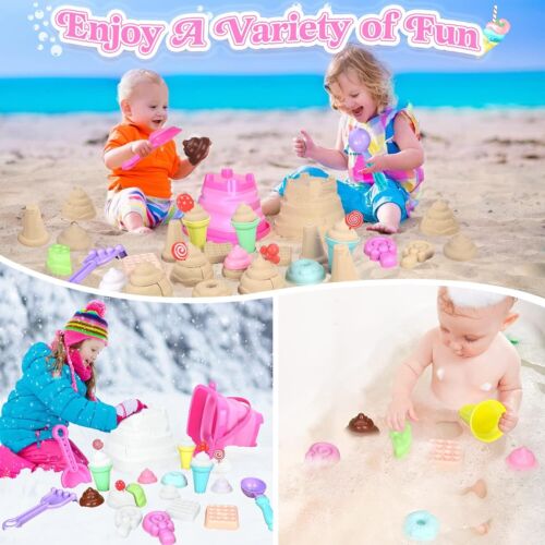 Collapsible Beach Toys Set for Kids Toddlers Girls, Collapsible Sand Bucket - Picture 6 of 7