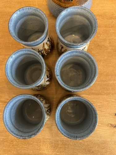Art Pottery Frank Massarella Wine Decanter Set With 6 Cups California Ceramic - Picture 6 of 19