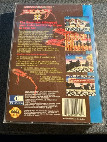 Shadow of the Beast II (2) - Sega CD (Back Art and Game Disc Only) No Manual - Picture 2 of 2