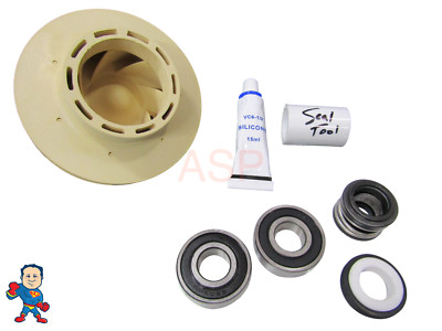 Spa PUMP 2.5HP IMPELLER, (2) Bearing & SEAL KIT 2009+ JACUZZI  PREMIUM SUNDANCE