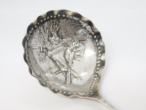 19th Century Dutch Sterling Silver Windmill Pattern Tea Caddy Spoon Antique - Picture 2 of 7