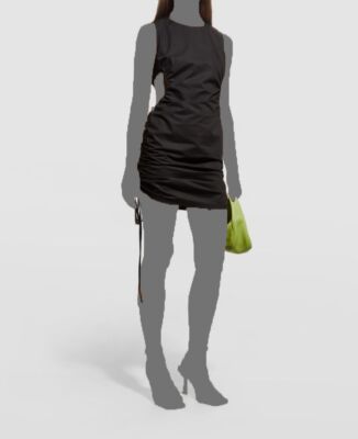 $310 Paskal Women's Black Ruched Drawstring Heart Cut-Out Dress Size XXS