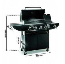 Campfire 4+1 Gas Burner Grill BBQ Barbecue with Side Burner & Storage Garden -