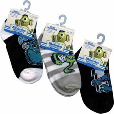 3 PAIR DISNEY Monster University Kids Boys Ankle Socks Size 4-6 Shoe Size 7-10