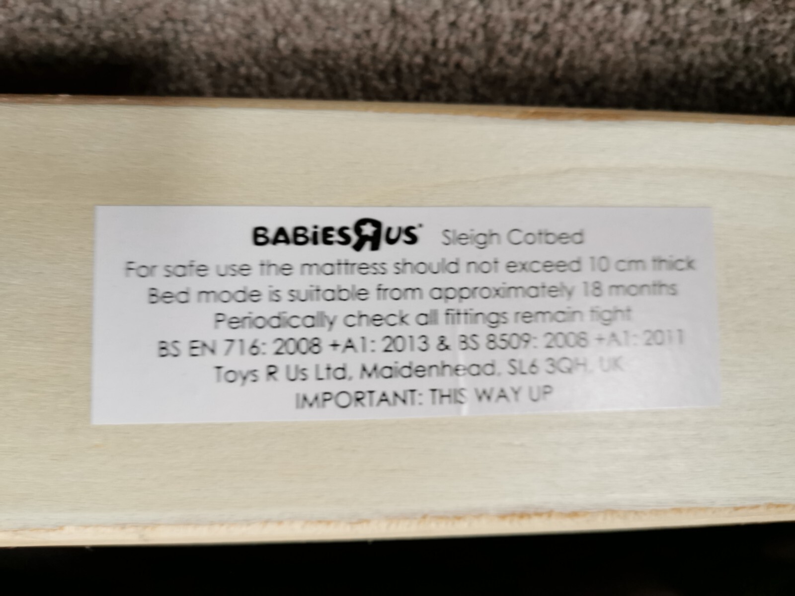 Babies R Us Sleigh Cotbed Used Condition eBay