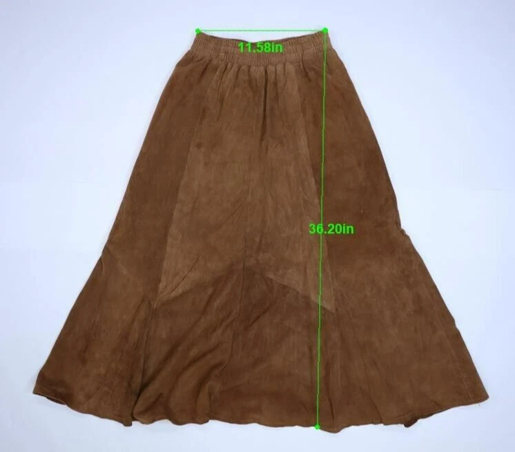 Vintage Artisan Wear Womens Brown Stretch Waist Pull On Long Leather Skirt L - Image 2 of 4