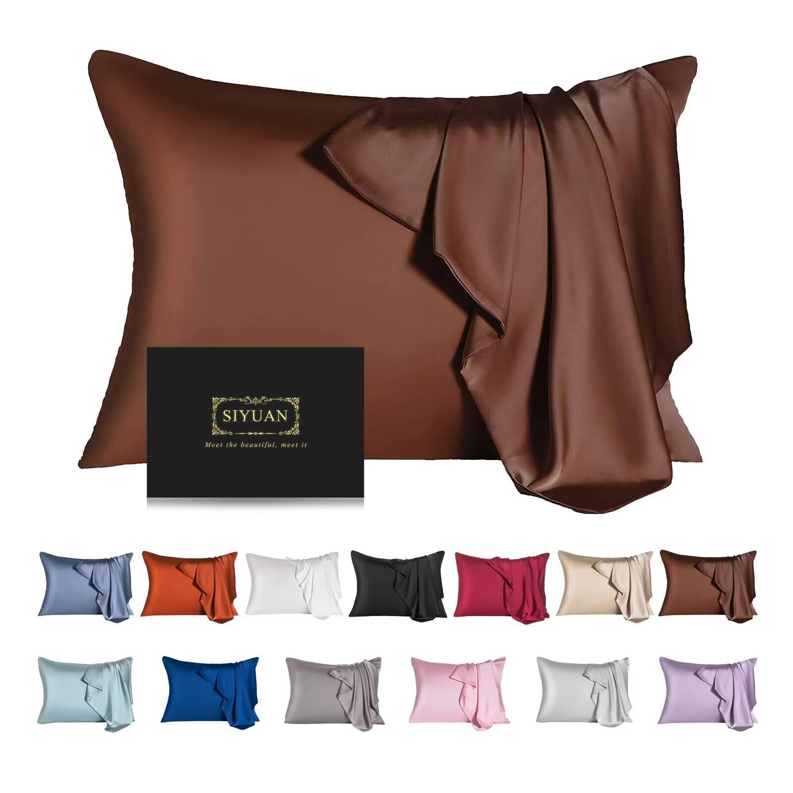 Mulberry Silk Pillowcase for Hair and SkinStandard Size Cooling Silk Pillow C...-image