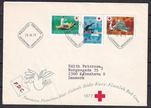 w1259/ Finland Red Cross Hospital FDC Cover t/Denmark 1972