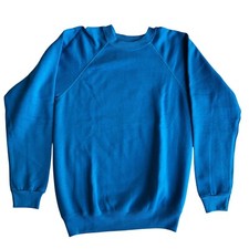 NWOT Vtg 1990s Turquoise Blue Sweatshirt Womens Sz L Sport Granny USA Made