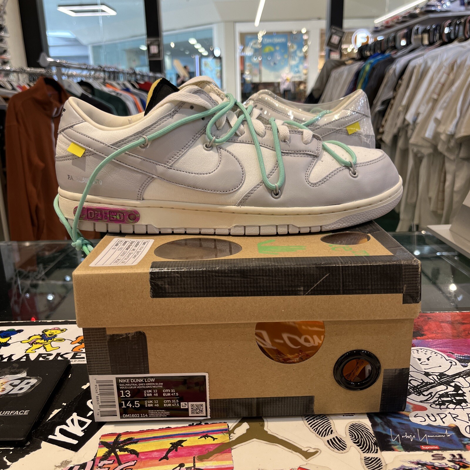 OFF WHITE X NIKE Taglia 13 Nike Off White x Dunk Low lotto 04 di 50