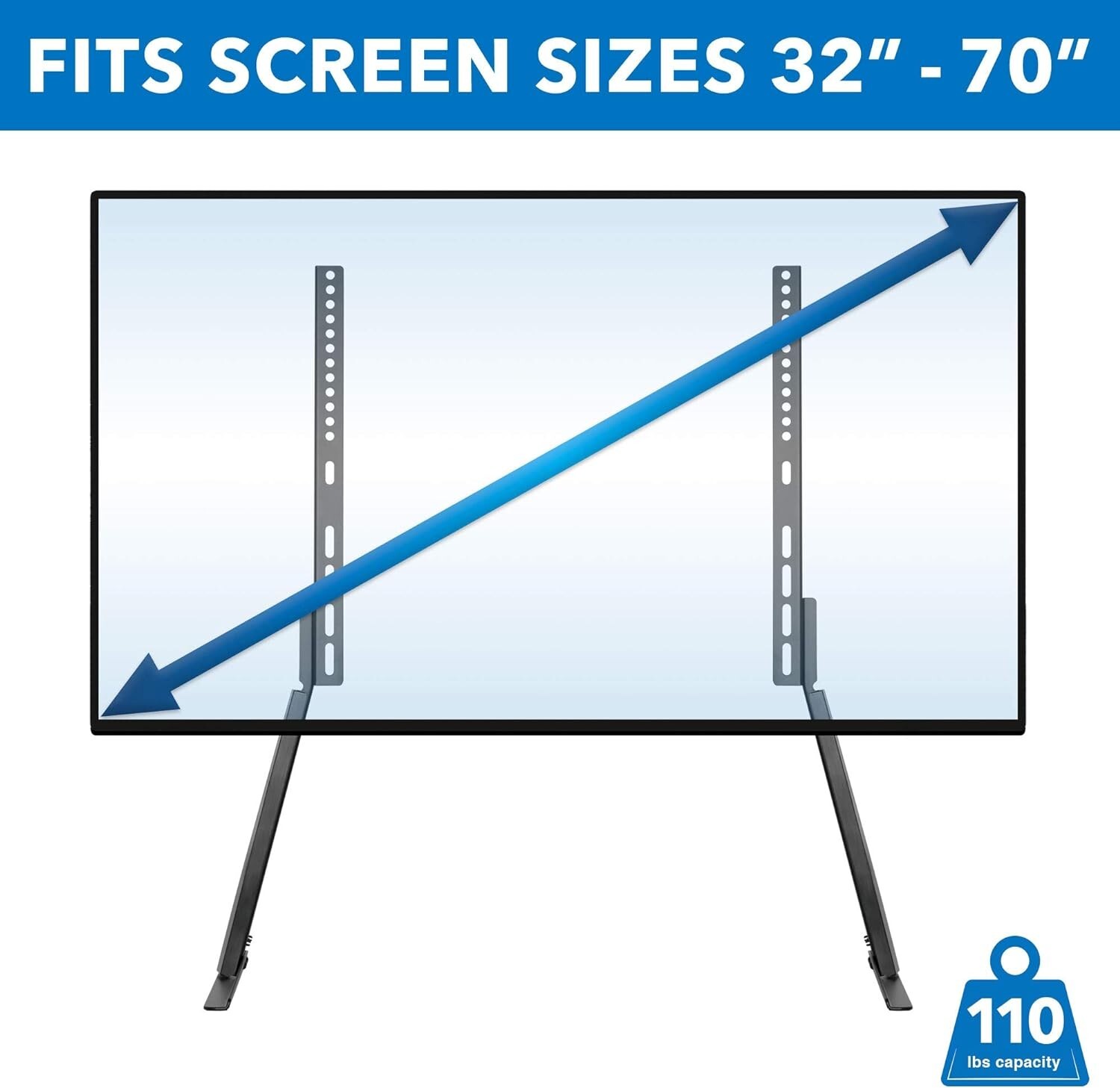 Mount-It! Universal Tilting Table Top TV Stand, Tilt Function | Fits 32-70 " TVs