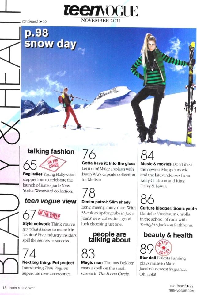 Teen Vogue Magazine Alexa Chung Fall Coats Knits Boots Bags Logan Lerman 2011 - Image 4 of 4