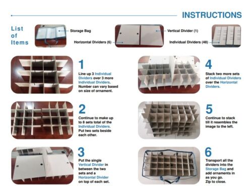 Christmas Ornament Storage Box Container Fits up to 128 with Adjustable Dividers - Picture 9 of 27