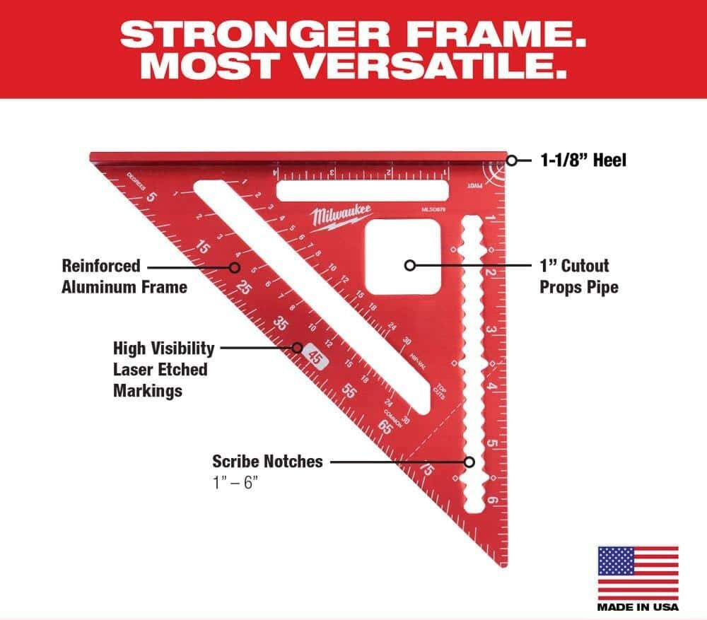100 Ft. Bold Line Chalk Reel Kit with Red Chalk and 7 In. Rafter Square