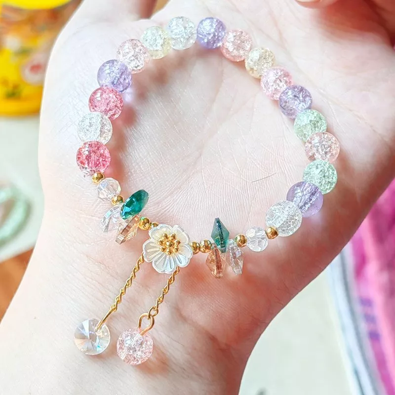 Fashion Crystal Daisy Flower Bracelet Women Girl Bangle Jewelry Birthday  Gift