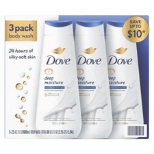 Dove Deep Moisture Skin Body Wash 3 Pack 23 oz/680 ml . for sale 