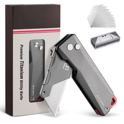 FLISSA Advanced Titanium Utility Knife CNC Unibody 10 Extra Blades Quick Change