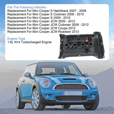 BOXI Valve Cover With Gaskets For Mini Cooper S/JCW 2007-2012 (1.6L N14 Turbo Engine) - Replaces OEM #11127646555