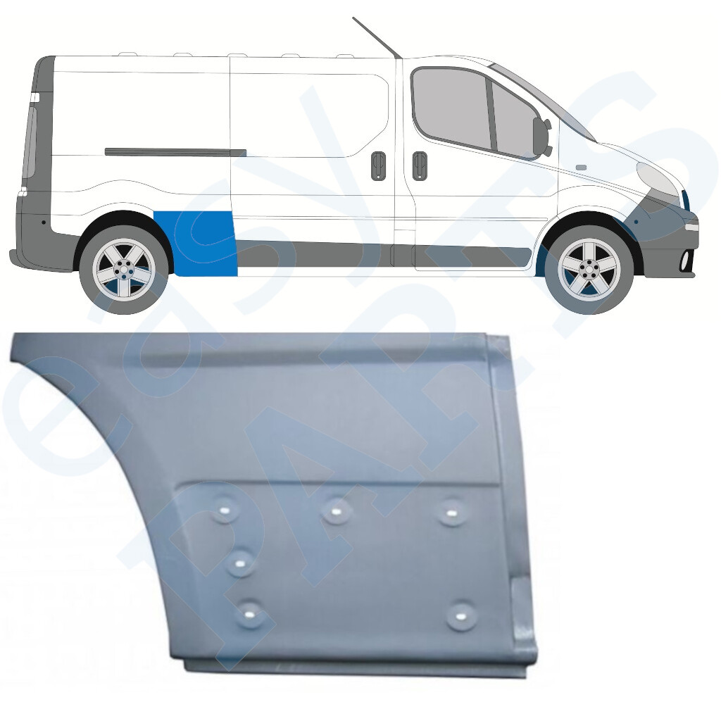 RENAULT TRAFIC VIVARO PRIMASTAR 2001- LONG REAR REPAIR PANEL / RIGHT