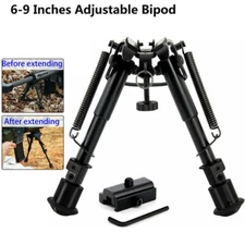 6-9" Hunting Rifle Metal Alloy Bipod 360° Swivel with Picatinny Rail Adapter