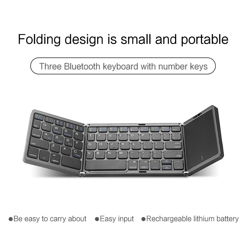 Mini Folding Wireless Bluetooth Keyboard Russian Spanish Arabic Hebrew Portugues - Image 4 of 4