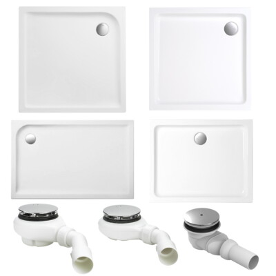 Duschwanne Acryl (SET) inklusive Styroporträger und Ablaufgarnitur verchromt