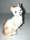 Cat Figurine Abyssinian White Brown w/ Blue Eyes