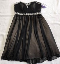 Beautiful Beaded Black Strapless Fit & Flare Prom Dress By Windsor Sz 3 NWT