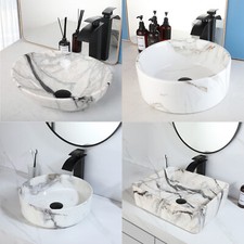 Ceramic Bathroom Vessel Sink Waterfall Basin Faucet Above Counter Mixer Tap