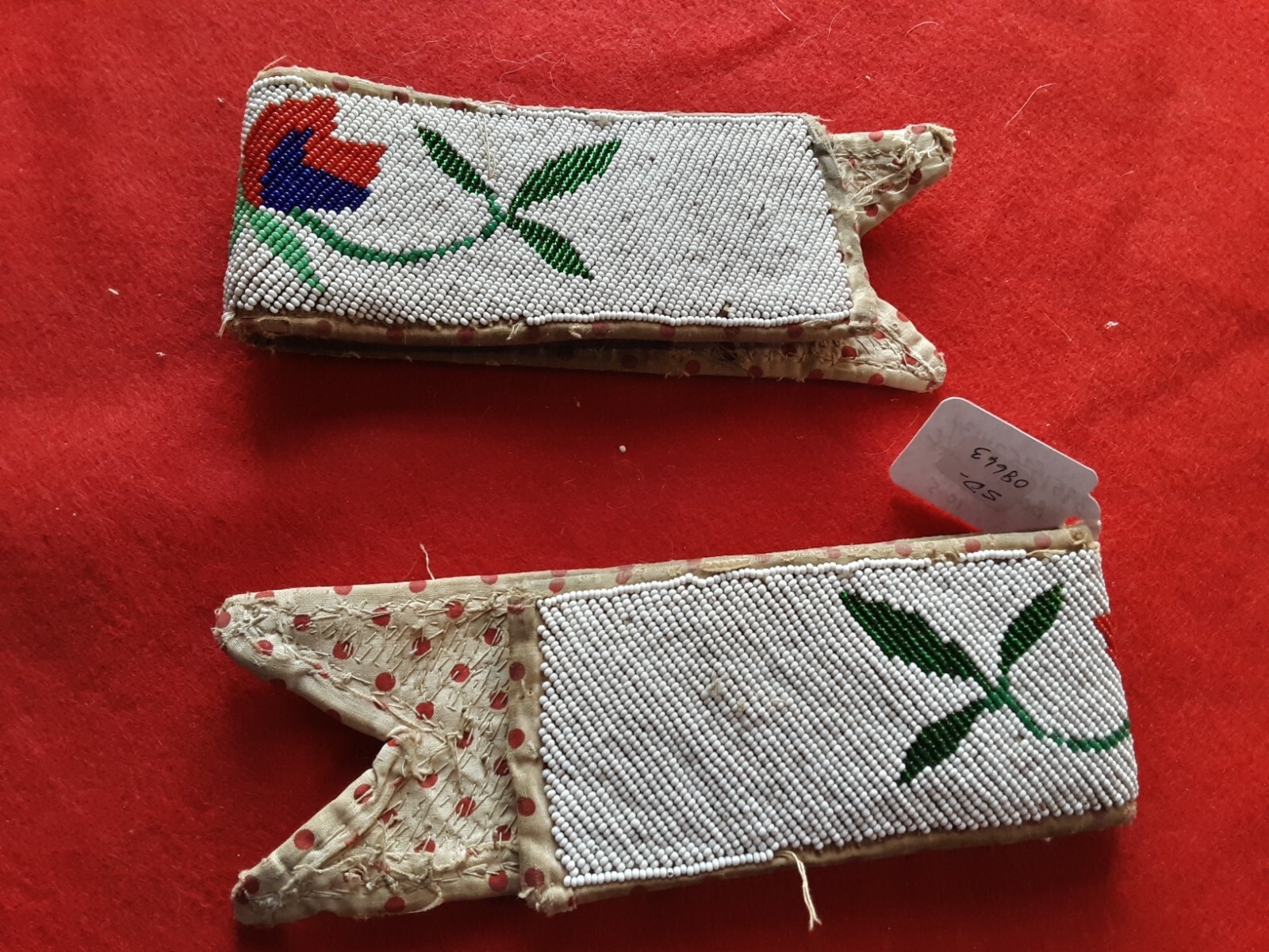 NATIVE AMERICAN BEADED ARM BANDS, VINTAGE REGALIA DANCE CUFFS,   SD-1224*08663