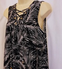Michael Michael Kors Black White Palm Leaf Print Sleeveless Dress NWT Wmn's M