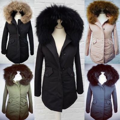 Damen Winter Arctic Mantel Parka Jacke mit Echtfell Pelz Fell - Main Image
