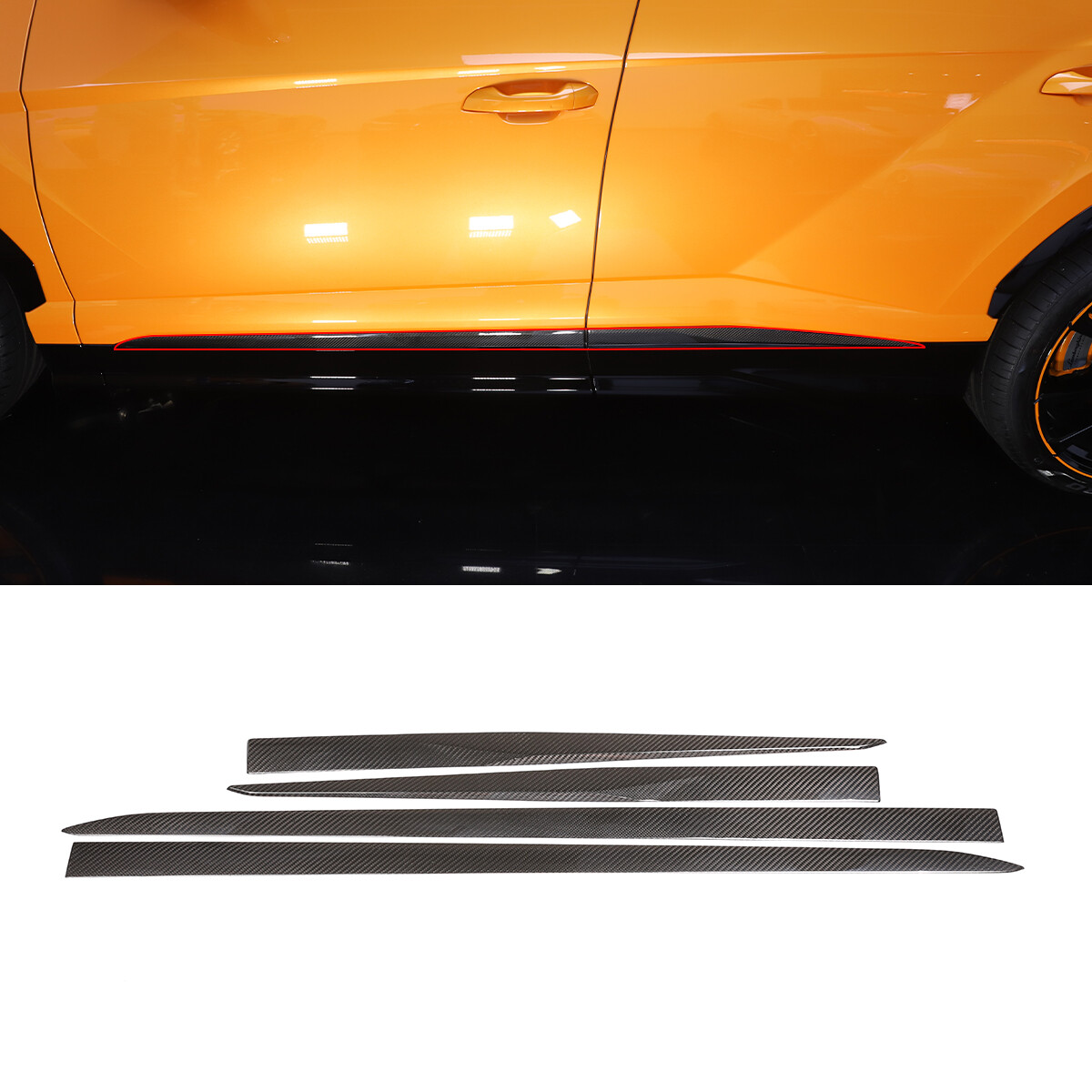 Real Carbon Fiber For LAMBORGHINI URUS 18-22 Door Side Body Molding Trim Strips
