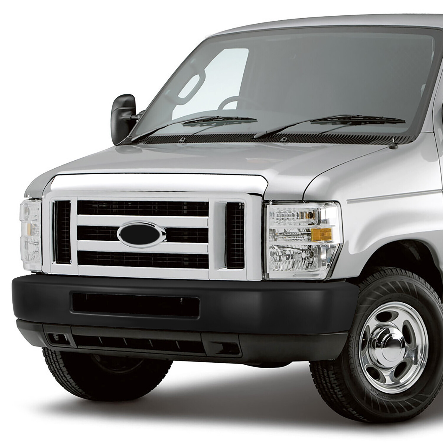 For 08-19 Ford E150 E250 E350 E450 SD Primed Black Steel Front Bumper