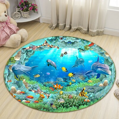 3D Blue Dolphin Fish NA10215 Game Rug Mat Elegant Photo Carpet Mat Fay ...