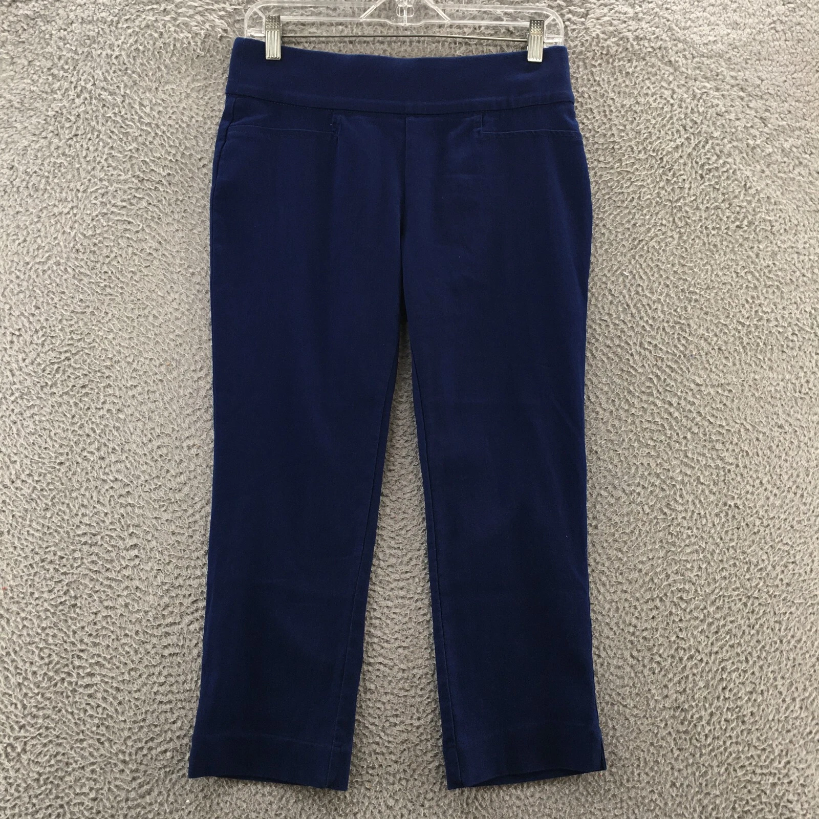 St Johns Bay Capri Pants Womens 2 (actual 30x23.5) Blue Cotton Blend Pull On NEW