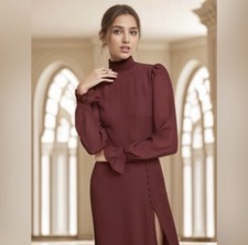 Sz 2 Reformation Stevi Dress Plum Red Burgundy Maroon