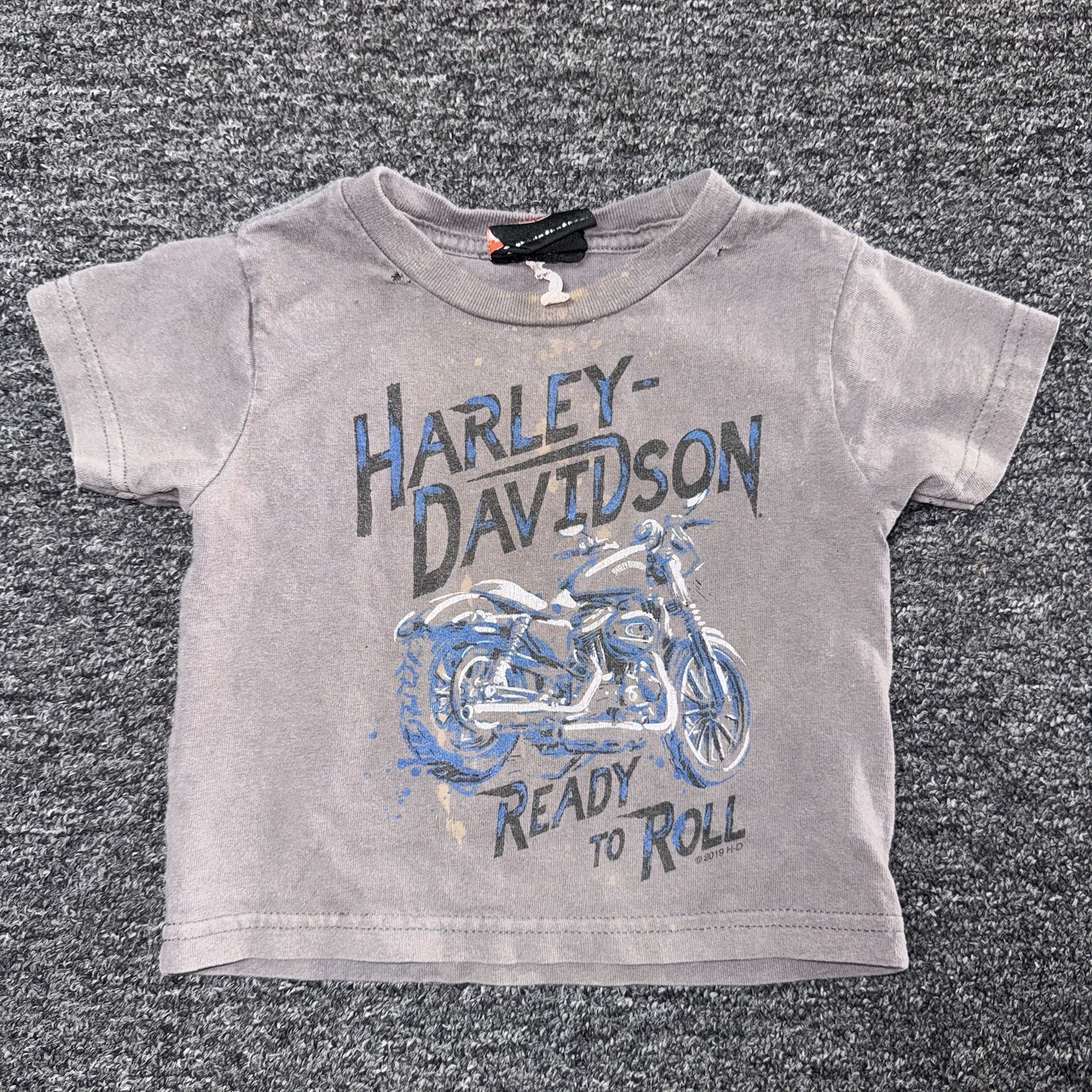 Toddlers Boys Harley Davidson Motorcycle Short Sleeve Shirt Grey - Size 2T