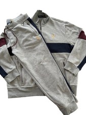 Polo Ralph Lauren Men  s Double Knit Tracksuit Set Gray Navy Jacket Joggers XXL