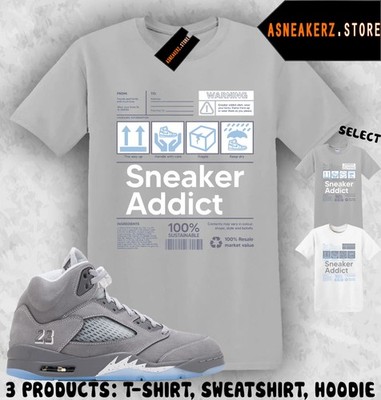 Shirt Match AJ 5 Wolf Grey 2026 Sneaker Matching Tee Sneakerhead Addict T-Shirt
