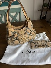 Coach Beige  Black Snakeskin Handbag  Wallet Set, Dustbag Included