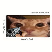 40 90cm Extra Large Cat-Shaped Mouse Pad - Ultra-Smooth Surface, Stitched Edges,
