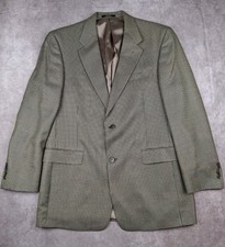 Hart Schaffner Marx Mens Blazer Sport Coat 41R Tan Houndstooth Wool Made USA
