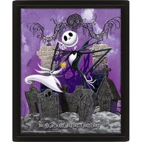 The Nightmare Before Christmas Gerahmtes 3D Lentikulardruck Bild Graveyard