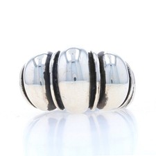 Sterling Silver Dome Statement Ring - 925 Ribbed Scallop