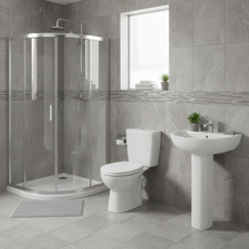Quadrant Shower Enclosure Suite Chrome 900mm With Toilet Pedestal Basin
