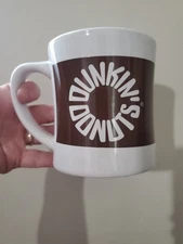 Dunkin Donuts Retro Brown Circle Logo Coffee Cup Mug Restaurant Ware 2010