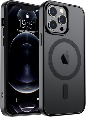 Magnetic for iPhone 12 Pro Max Case Translucent Matte Shockproof Phone Case, Bla