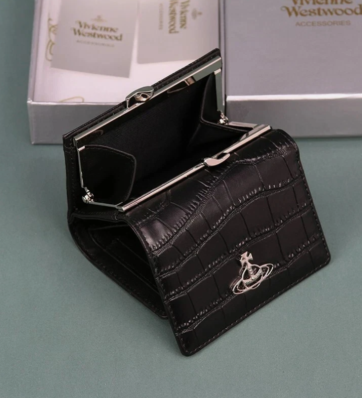 小物 Vivienne Westwood leather wallet Vivienne Westwood Tri-fold wallet Embossed leather orb Black